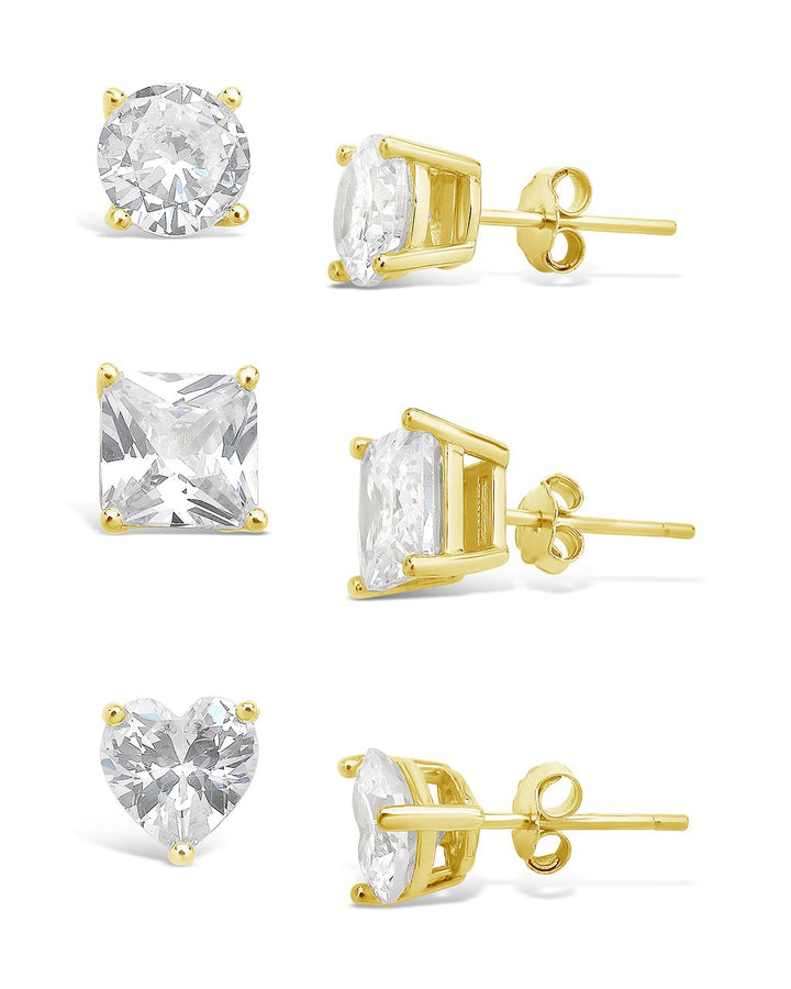 Sterling Silver Statement CZ Stud Set of 3