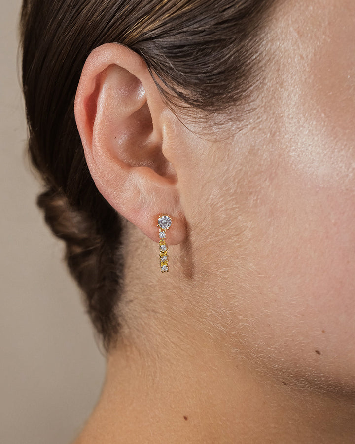 Sterling Silver CZ Chain Drop Studs