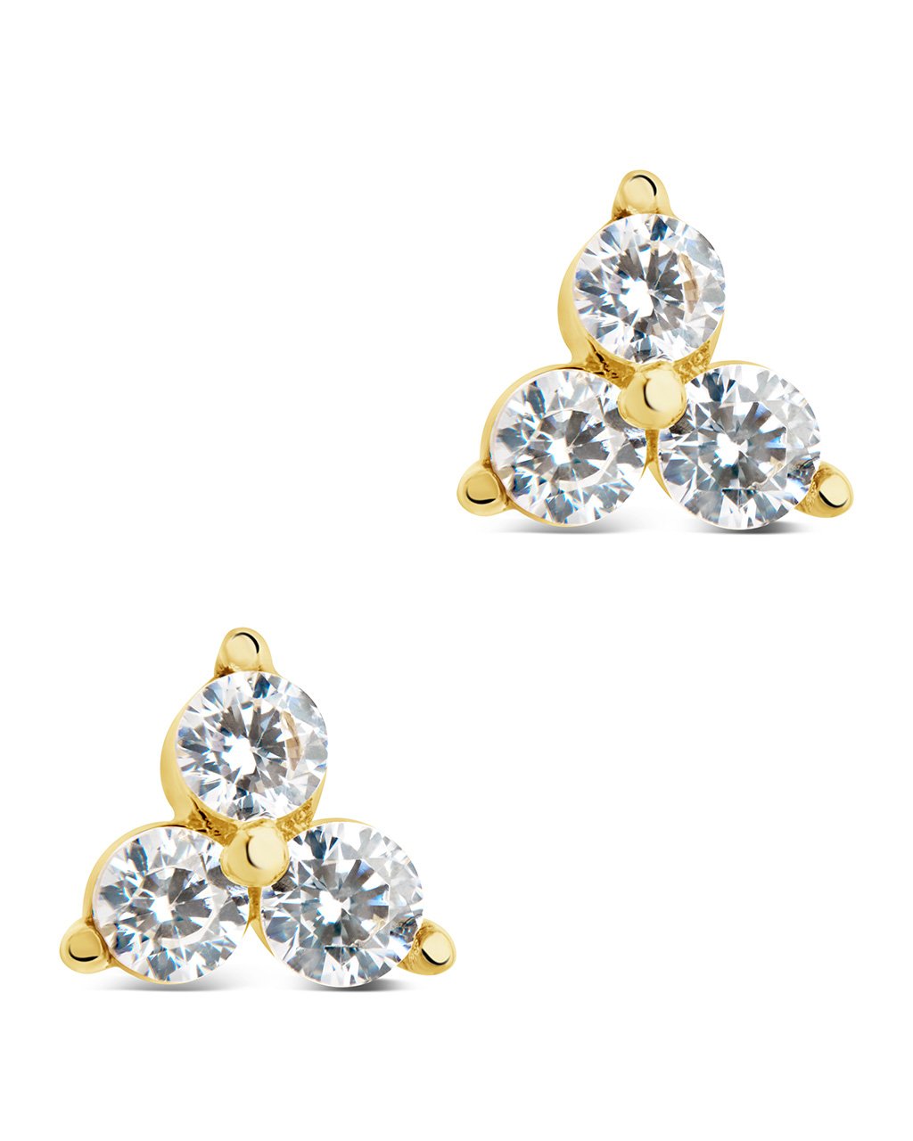 Sterling Silver CZ Pyramid Stud Earrings