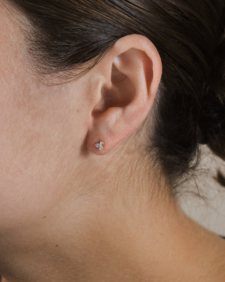 Sterling Silver CZ Pyramid Stud Earrings