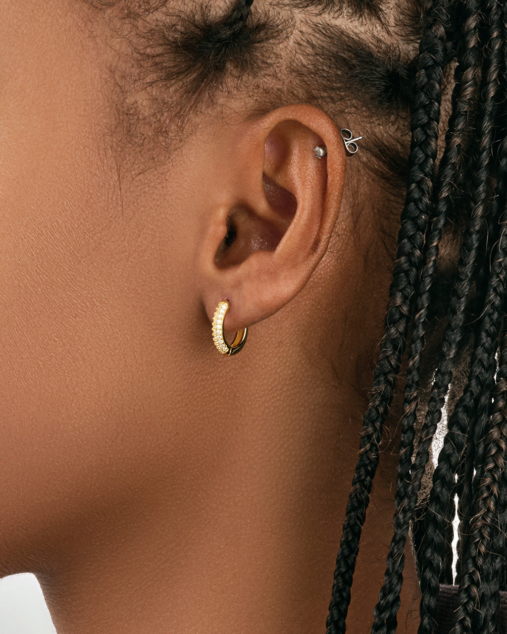 Sterling Silver Pave CZ Infinity Hoop Earrings