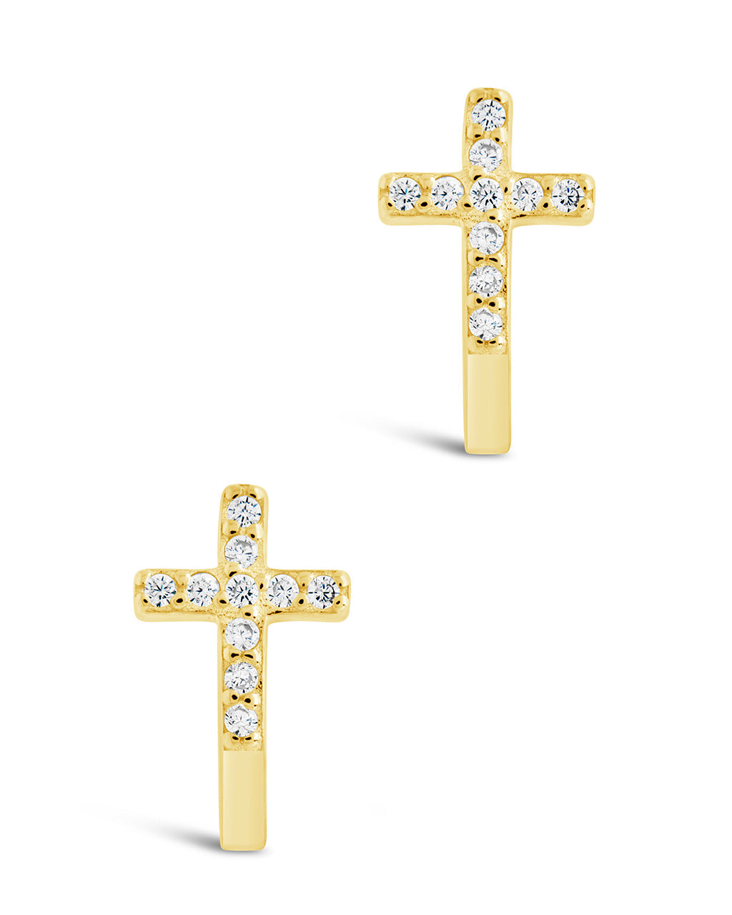 Sterling Silver CZ Cross Huggie Hoop Earrings