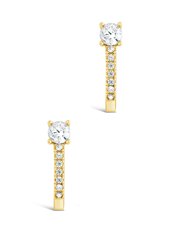 Sterling Silver CZ Suspender Stud Earrings