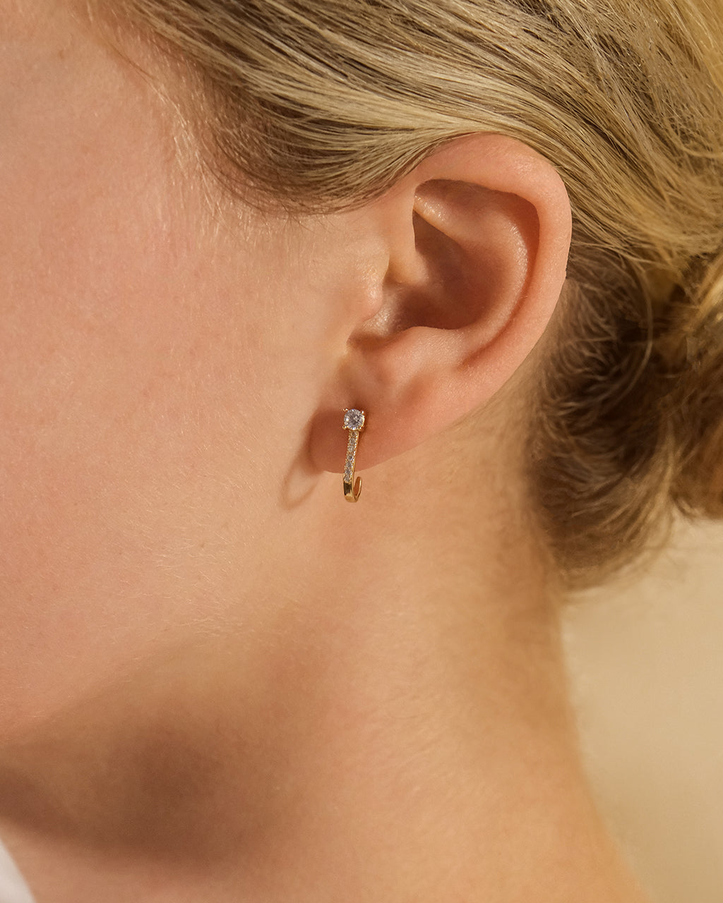 Sterling Silver CZ Suspender Stud Earrings