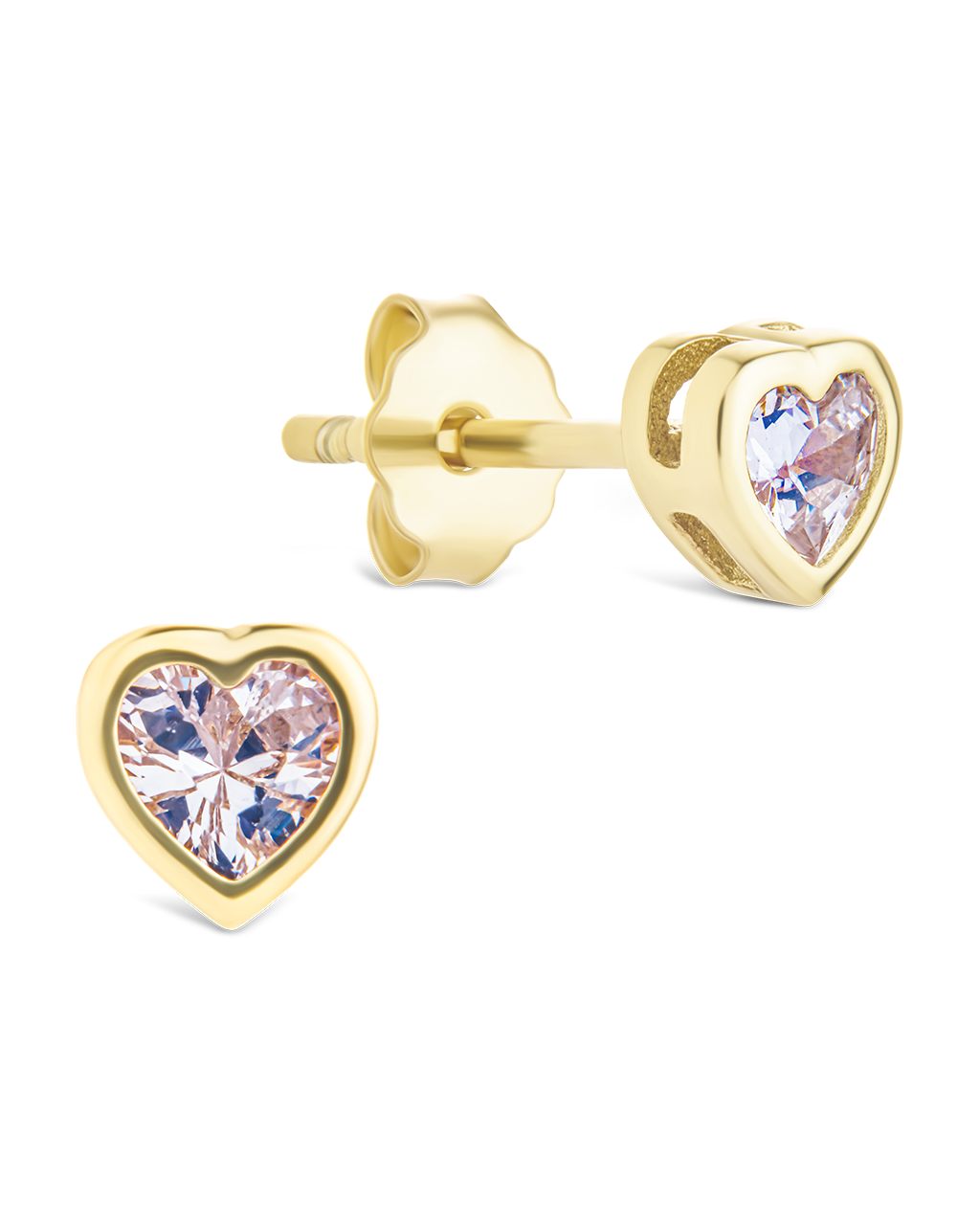 Sterling Silver Bezel Set CZ Heart Studs
