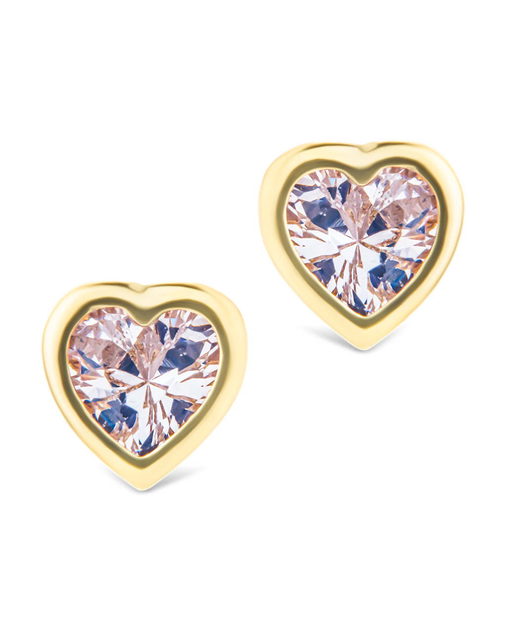 Sterling Silver Bezel Set CZ Heart Studs