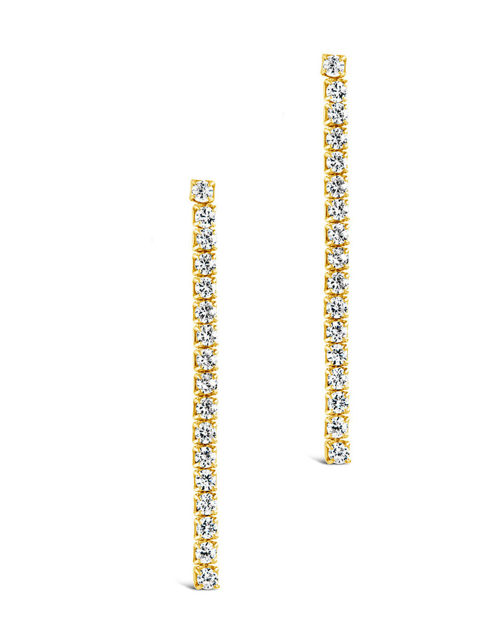 Sterling Silver CZ Linear Drop Earrings