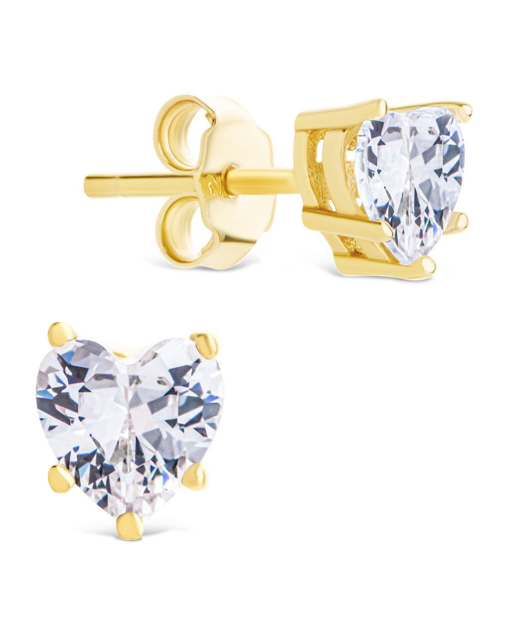 Sterling Silver 5mm Heart CZ Stud Earrings