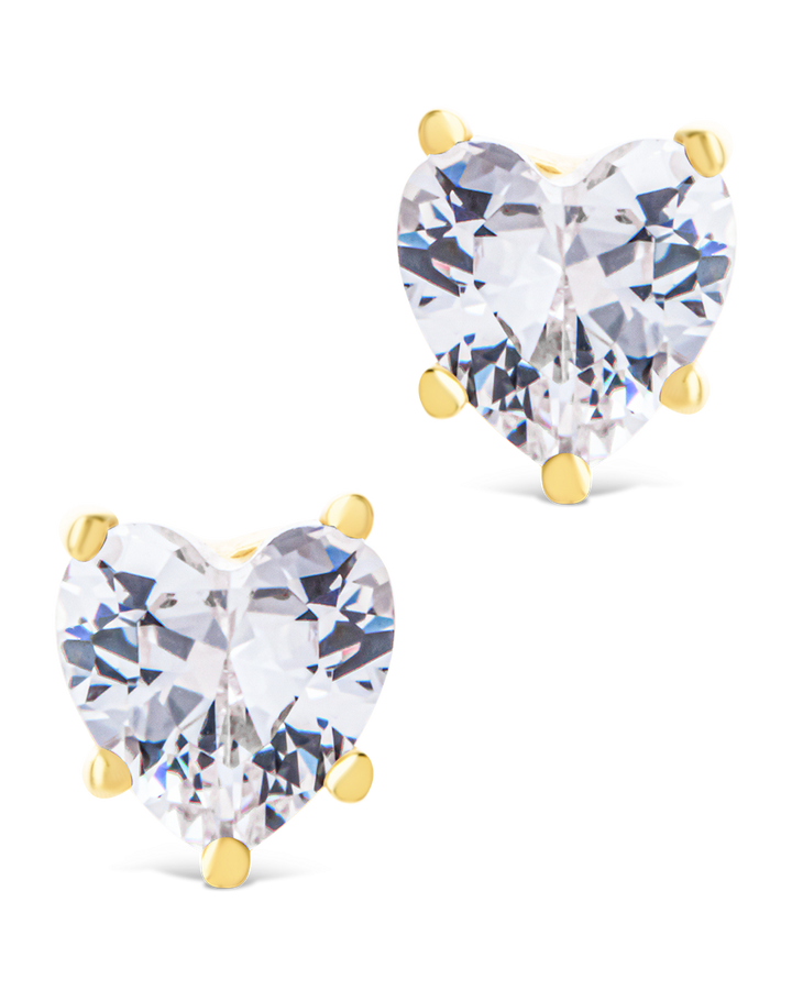 Sterling Silver 5mm Heart CZ Stud Earrings