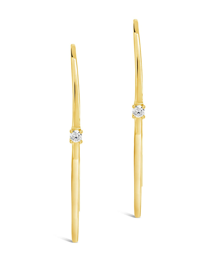 Sterling Silver CZ Studded Threader Earrings