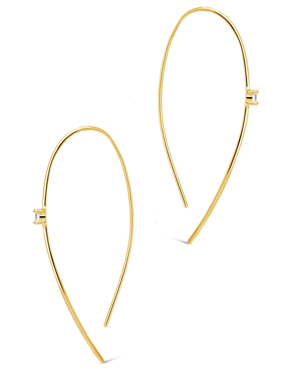 Sterling Silver CZ Studded Threader Earrings