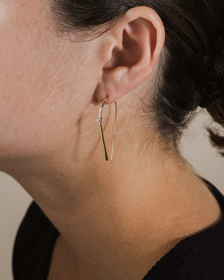 Sterling Silver CZ Studded Threader Earrings