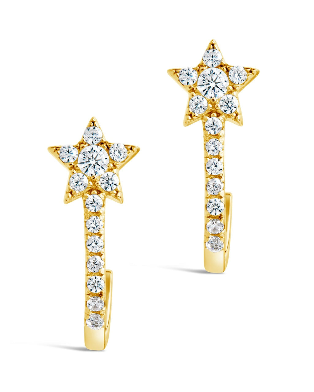 Sterling Silver CZ Star Jacket Earrings
