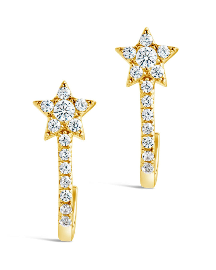 Sterling Silver CZ Star Jacket Earrings