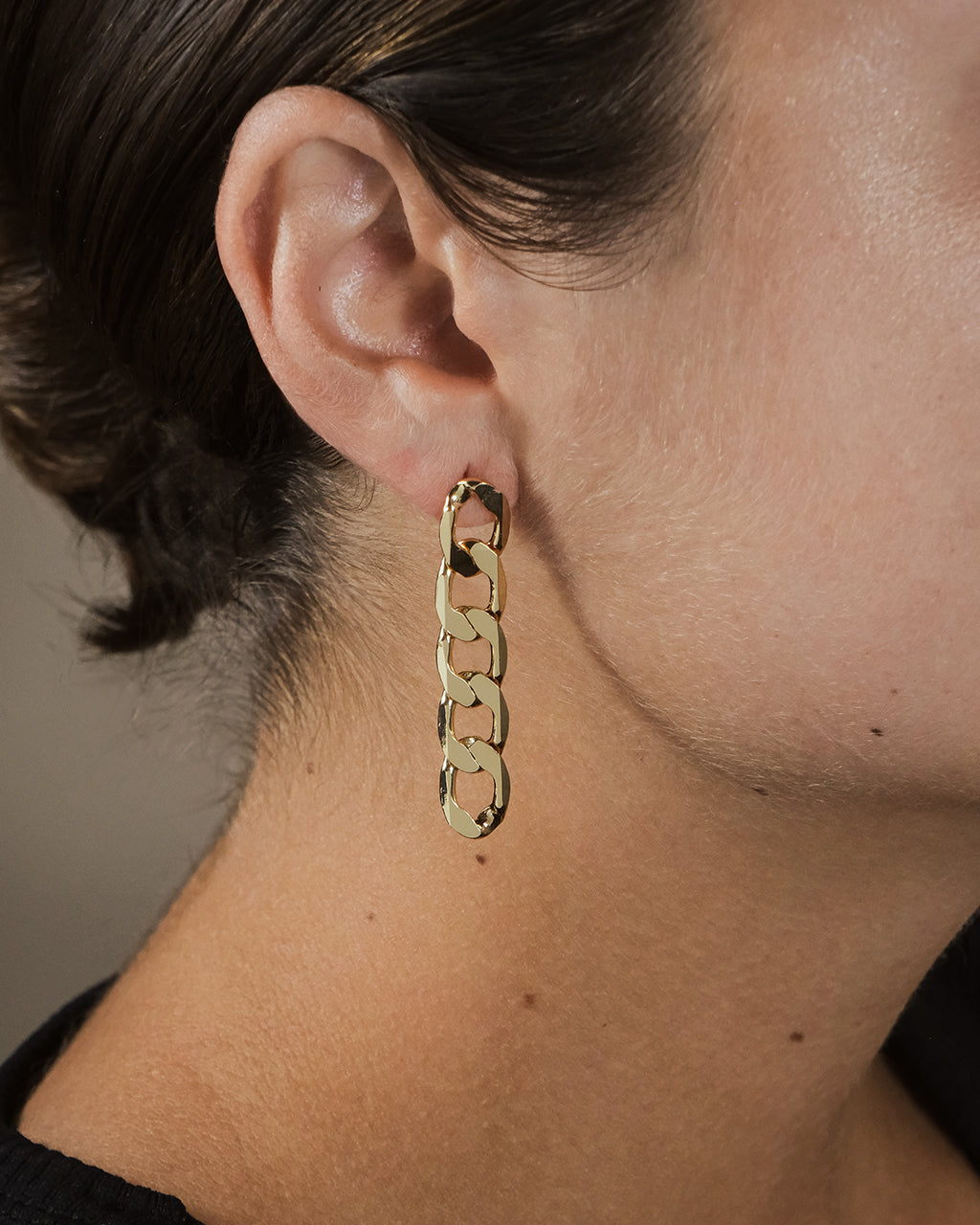 Flat Link Dangle Earrings