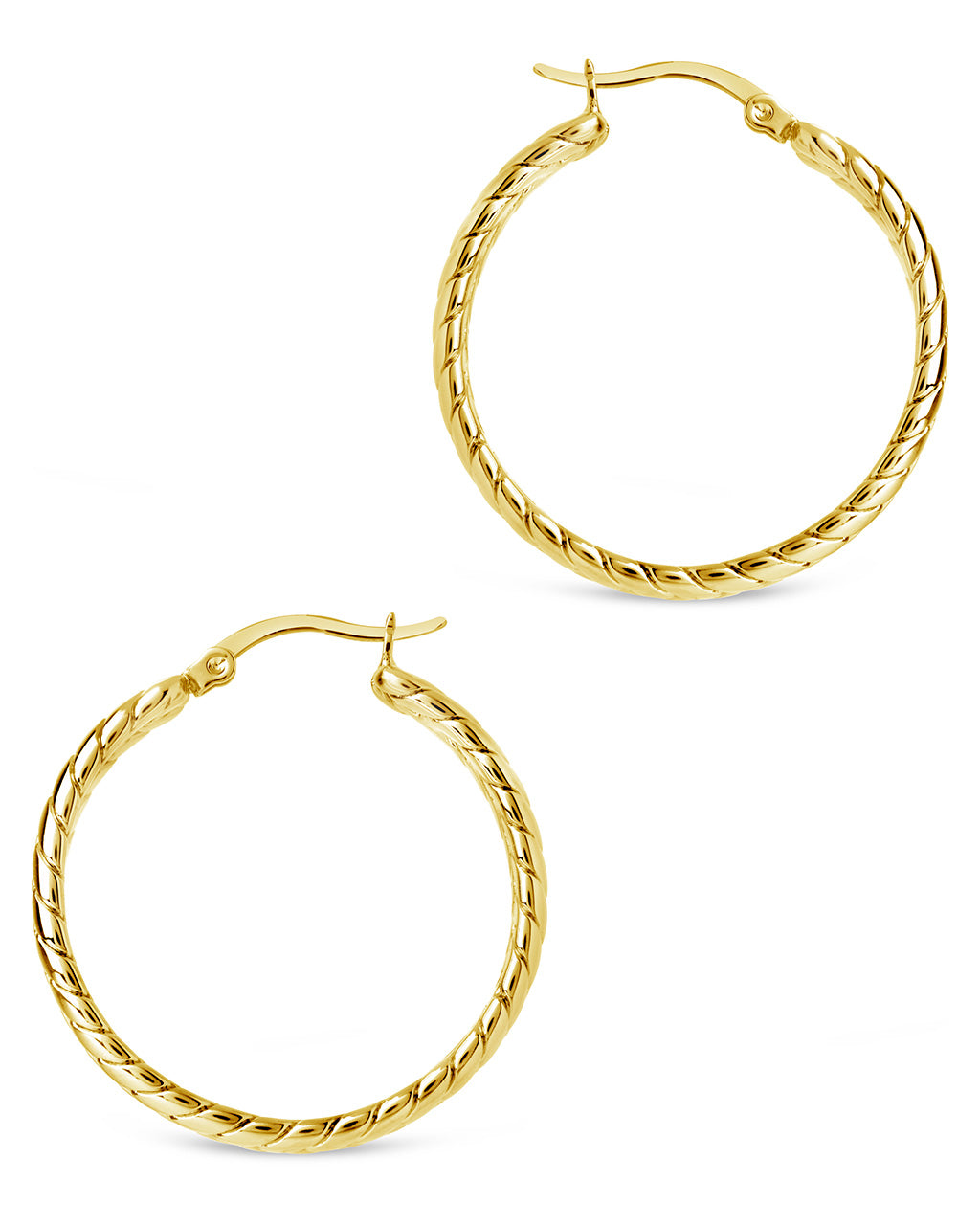 Double Row Herringbone Statement Hoop Earrings
