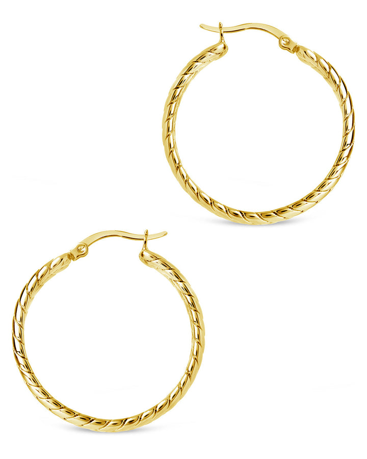 Double Row Herringbone Statement Hoop Earrings
