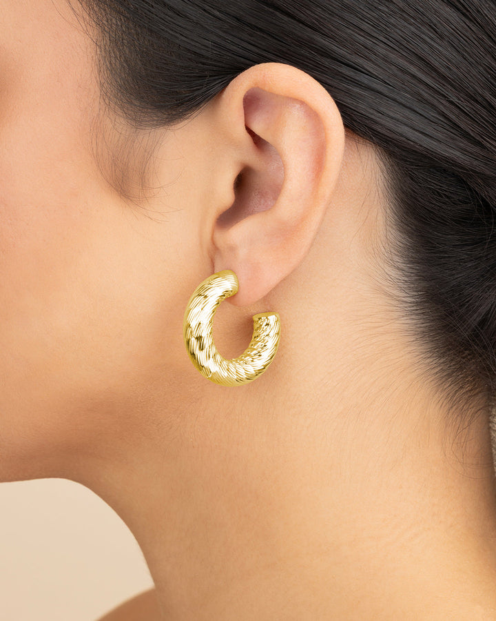 Pepper Textured Tube Hoop Earrings