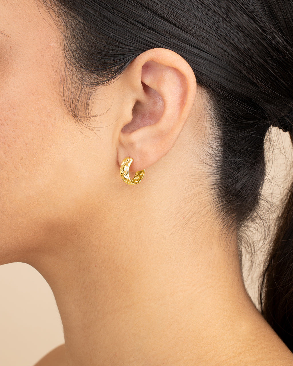 Bridget Quilted Micro Hoop Earrings