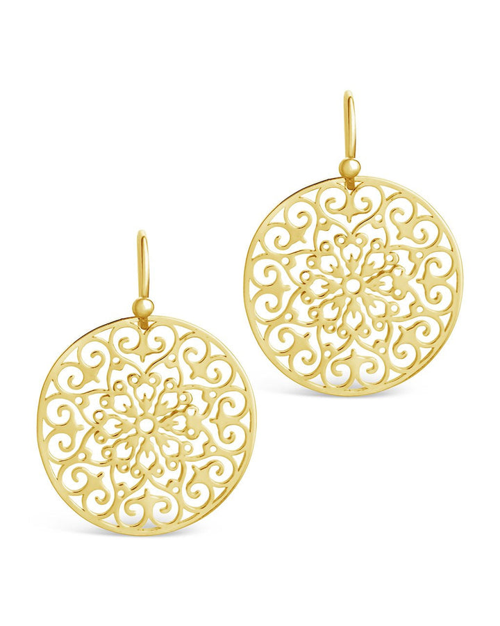 Sterling Silver Round Filigree Dangle Earrings