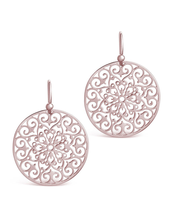 Sterling Silver Round Filigree Dangle Earrings