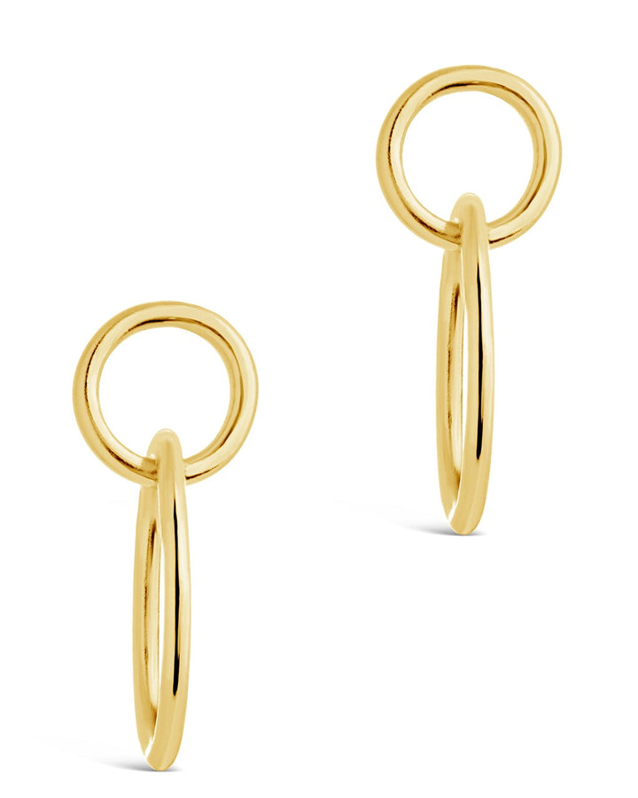 Sterling Silver Simple Interlocking Circle Dangle Earrings
