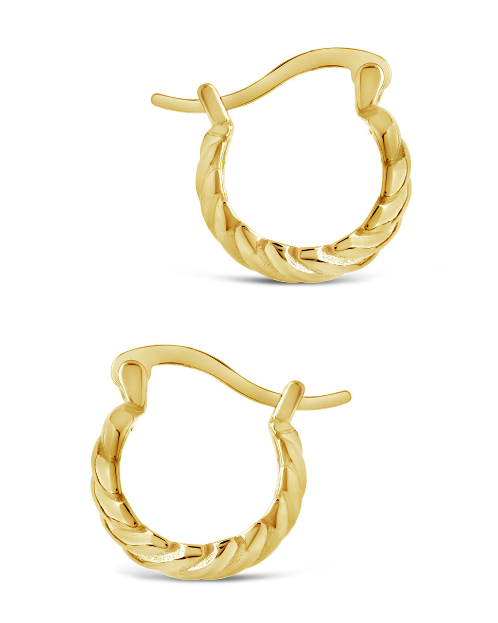 Sterling Silver Croissant Dome Hoop Earrings