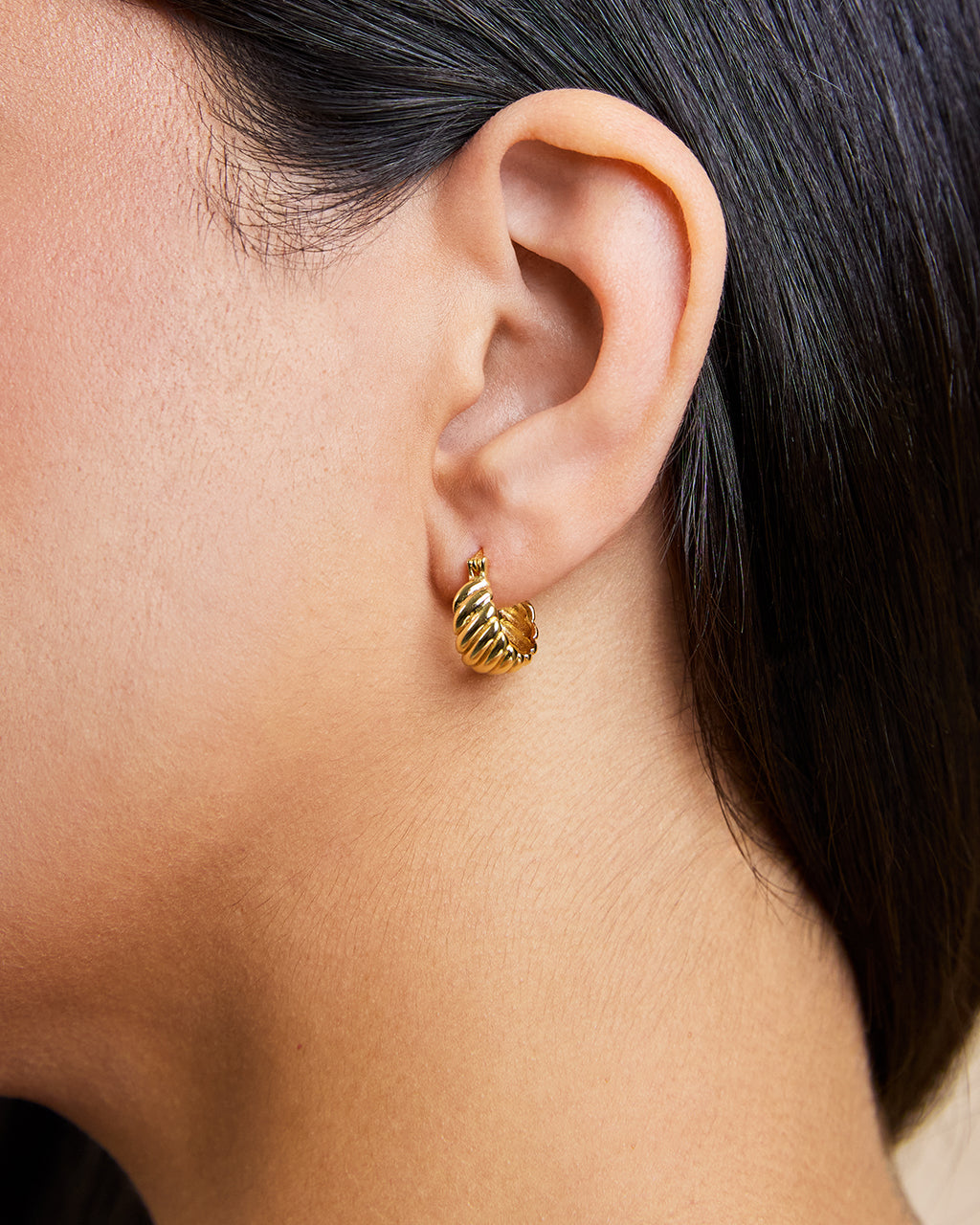 Sterling Silver Croissant Dome Hoop Earrings