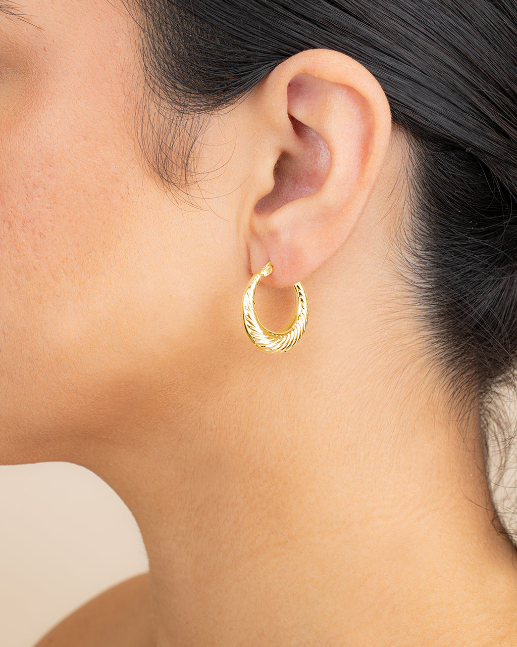 Delia Textured Hoop Earrings