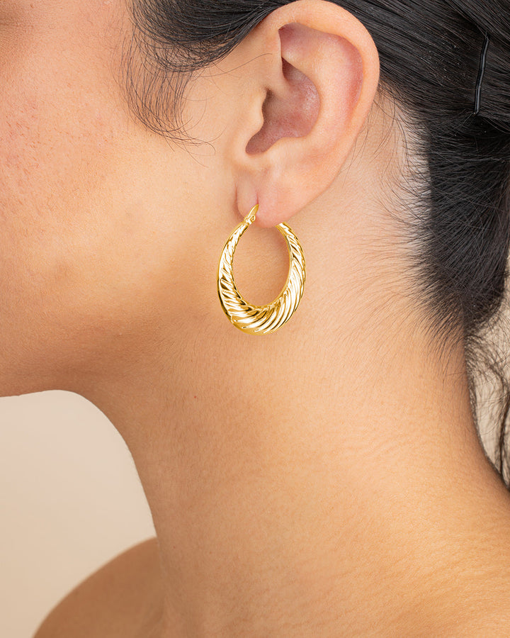Delia Textured Hoop Earrings