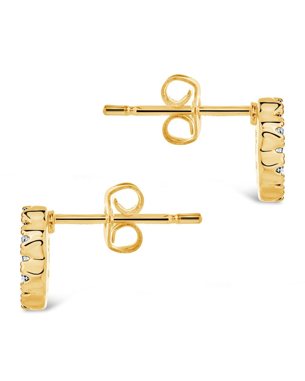 CZ Bezel Frame Rose Petal Stud Earrings