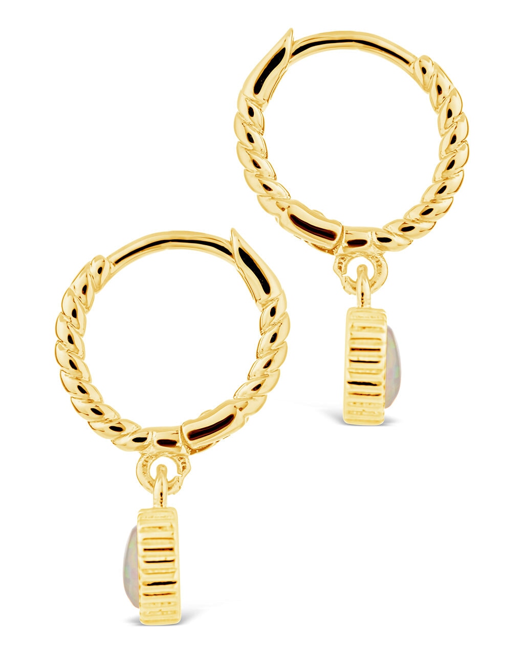 Meredith Braided Opal Heart Drop Hoop Earrings