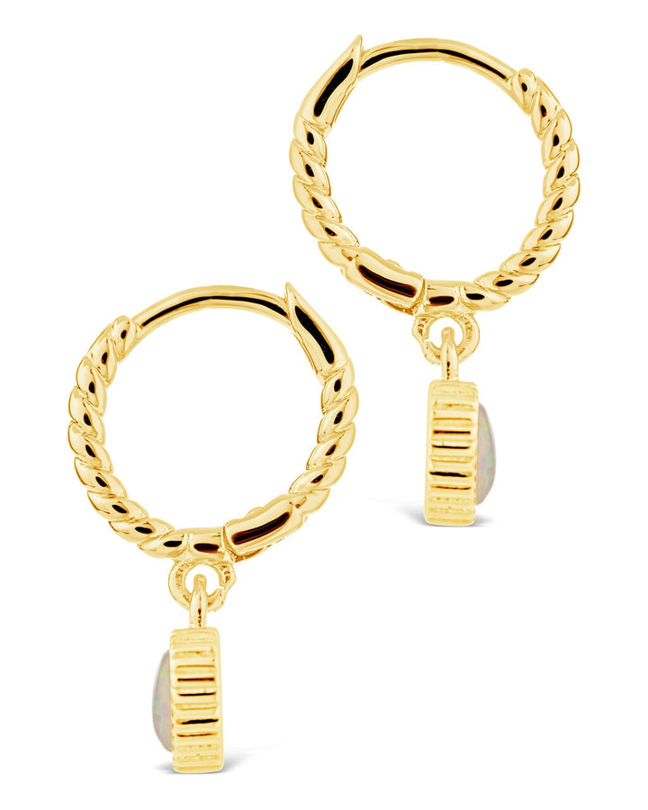 Meredith Braided Opal Heart Drop Hoop Earrings