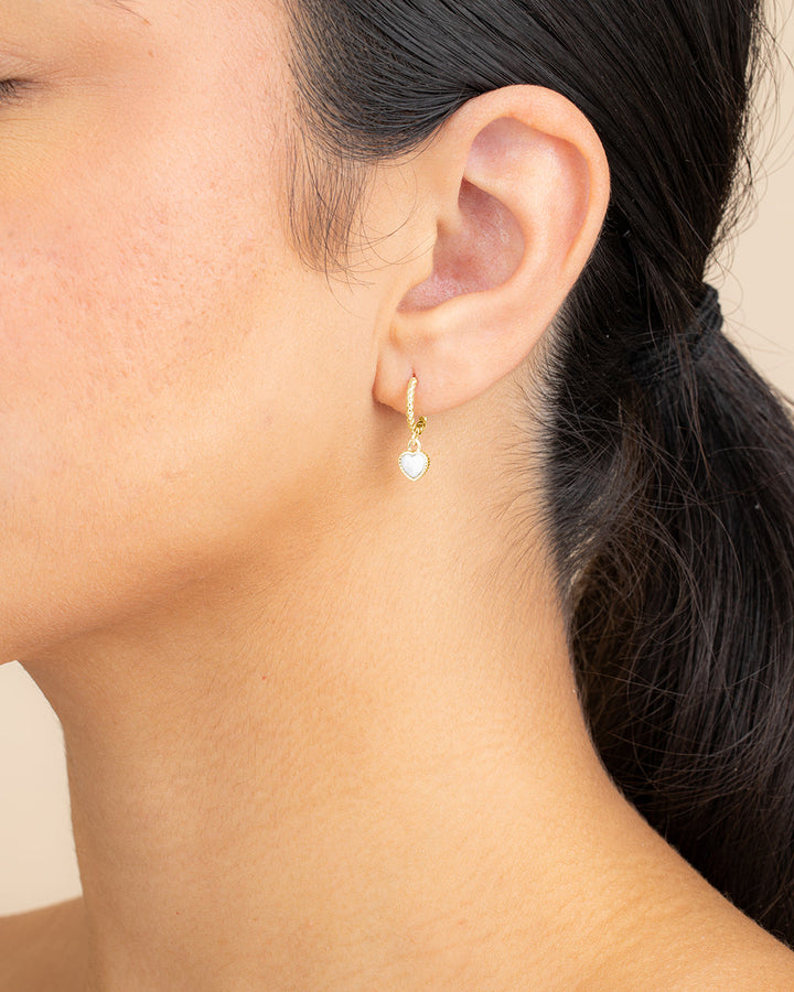 Meredith Braided Opal Heart Drop Hoop Earrings