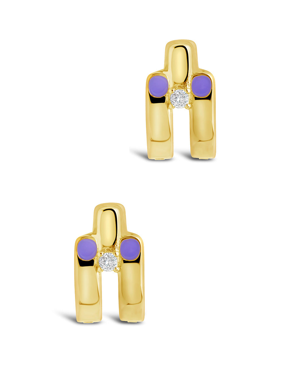 Zella CZ & Enamel Huggie Hoop Earrings