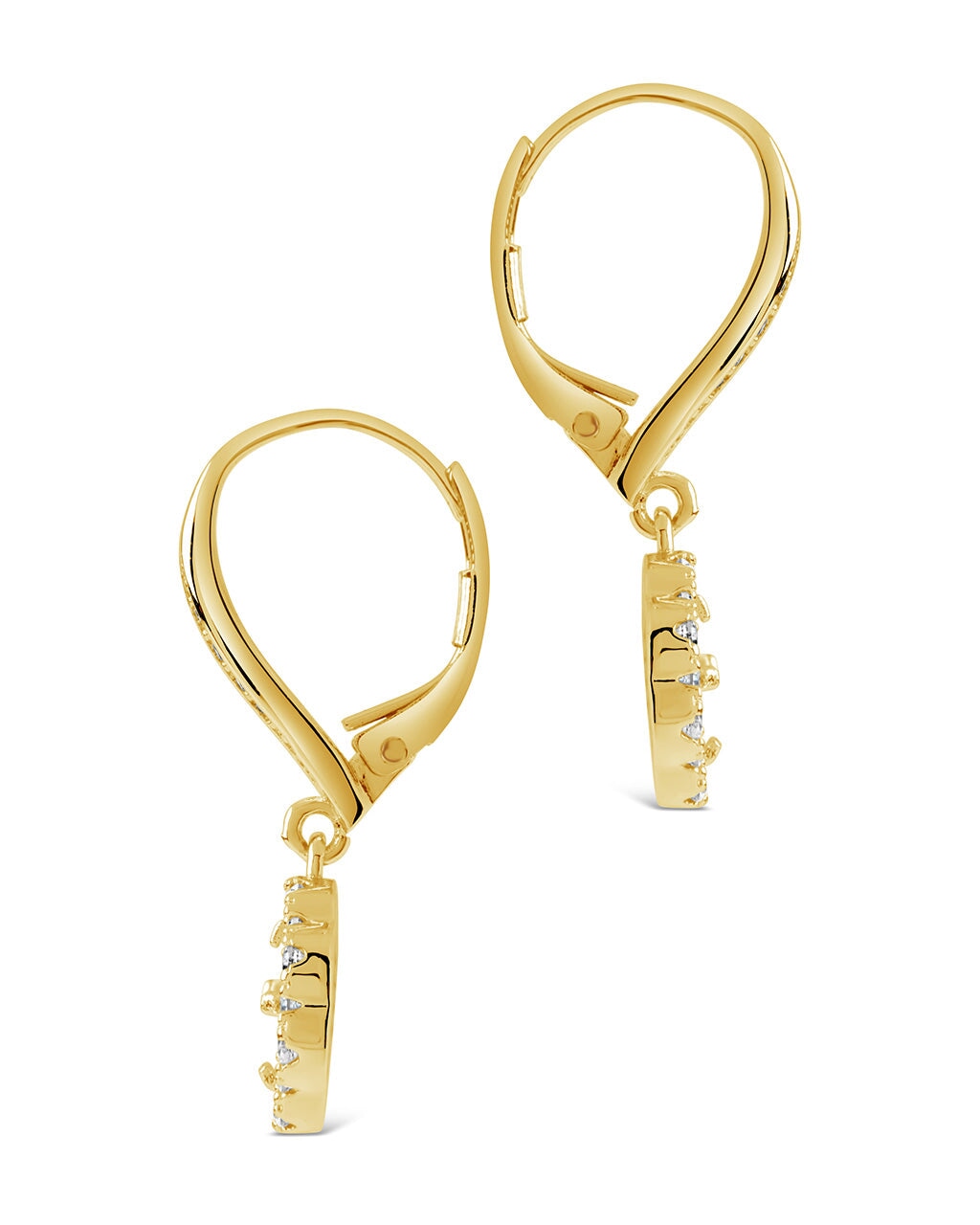 Bezel Frame Rose Petal Short Drop Earrings