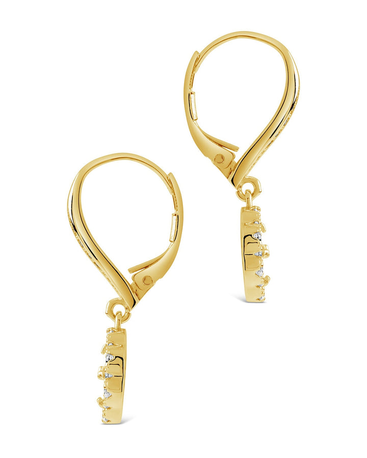 Bezel Frame Rose Petal Short Drop Earrings