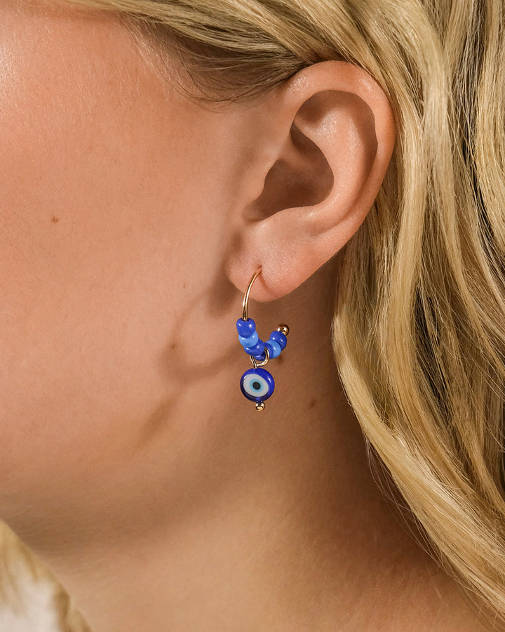 Sibyl Evil Eye Beaded Hoop Earrings