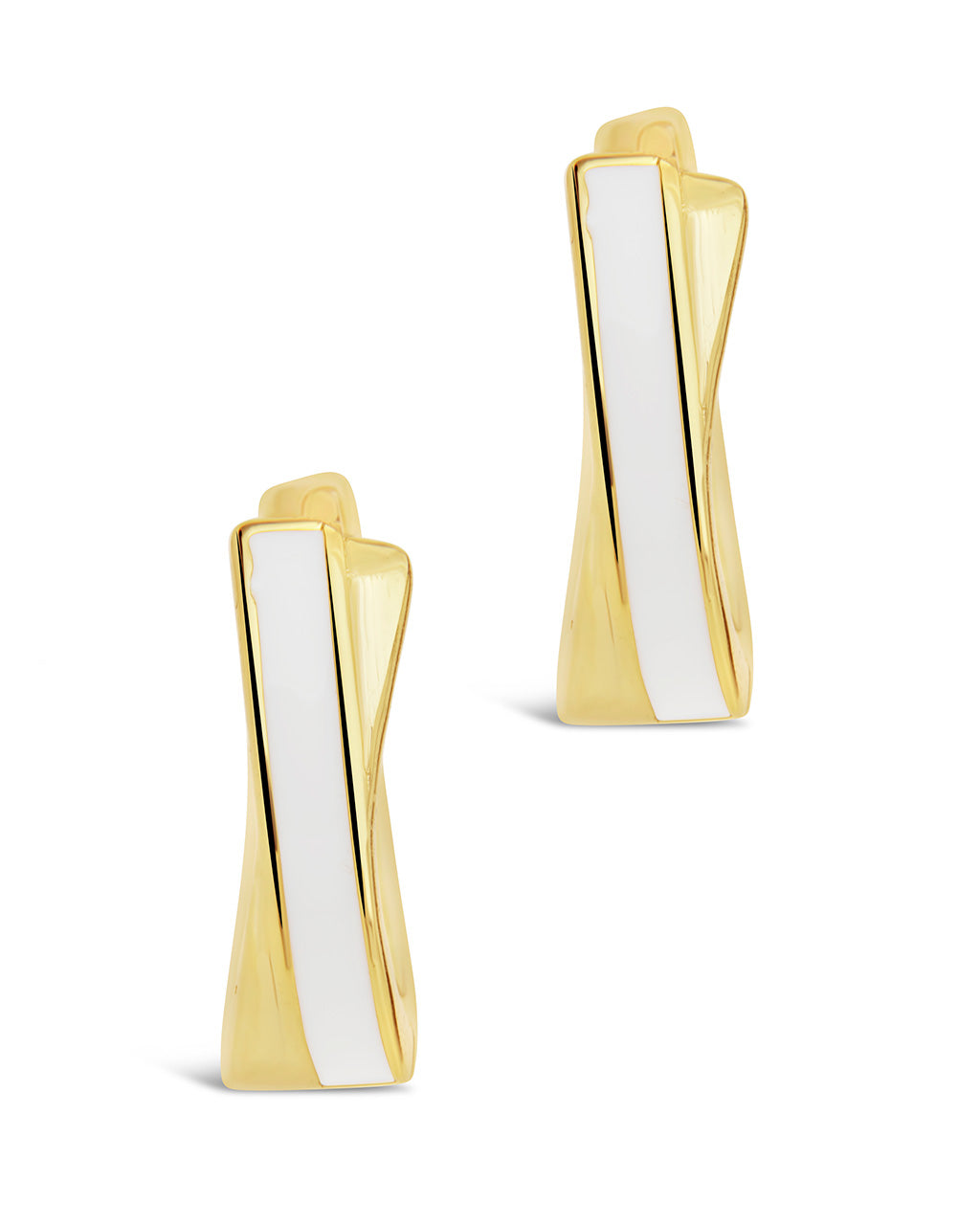 Sterling Silver Mother Of Pearl Huggie Hoop Earrings