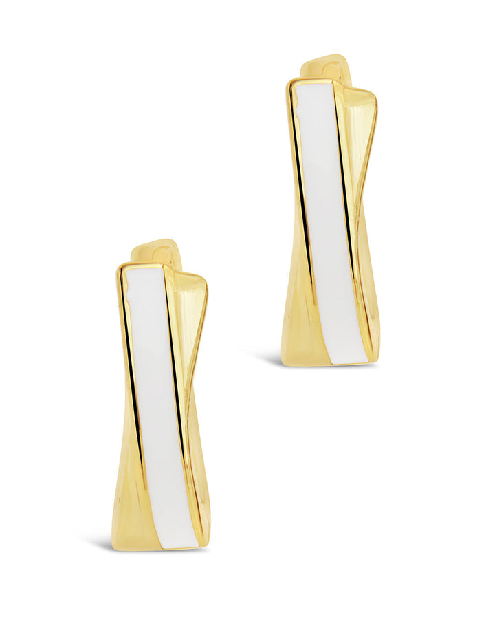 Sterling Silver Mother Of Pearl Huggie Hoop Earrings