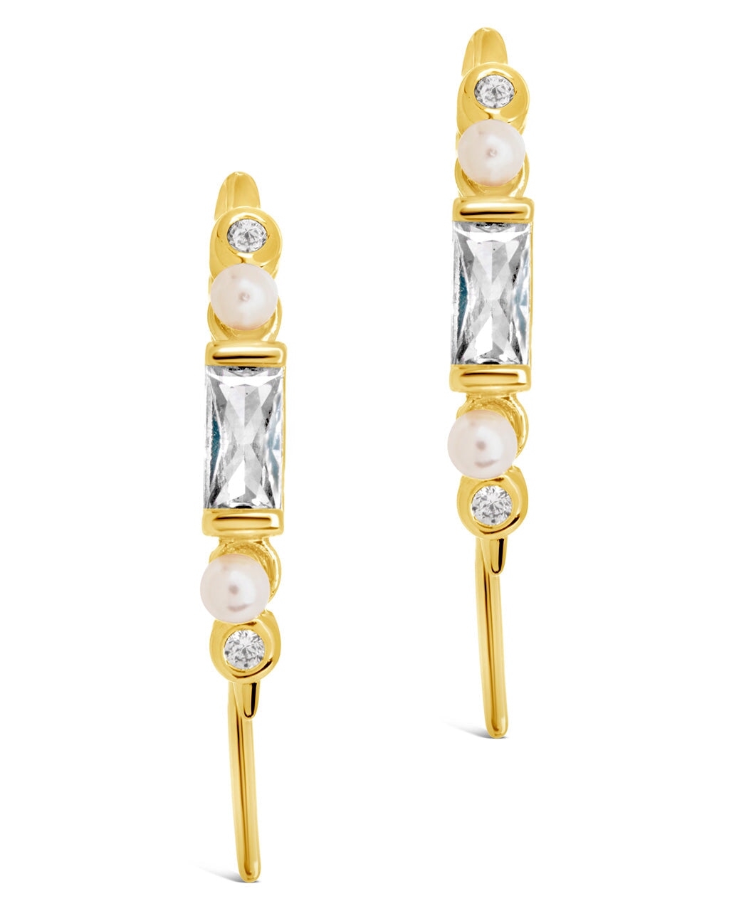 Nadia CZ & Pearl Threader Earrings