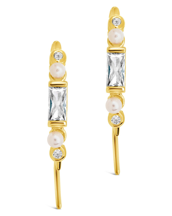 Nadia CZ & Pearl Threader Earrings