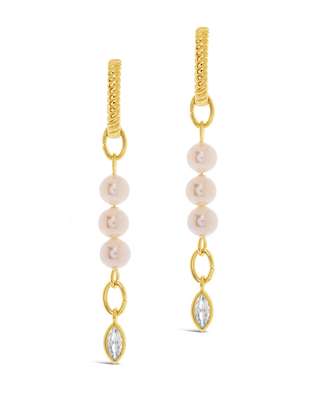 Ivanna CZ Charm Pearl Dangle Earrings