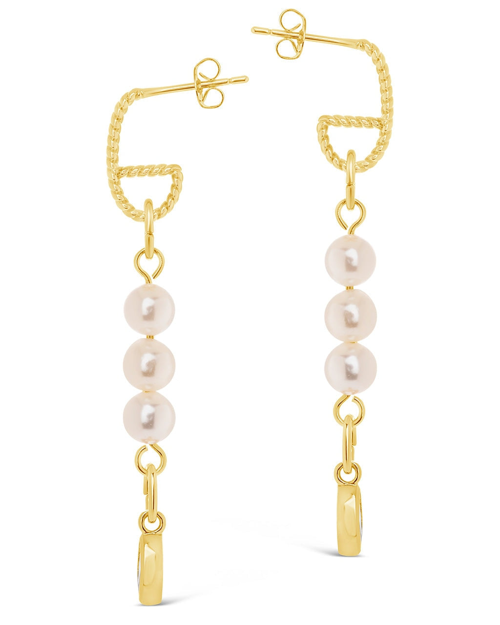 Ivanna CZ Charm Pearl Dangle Earrings