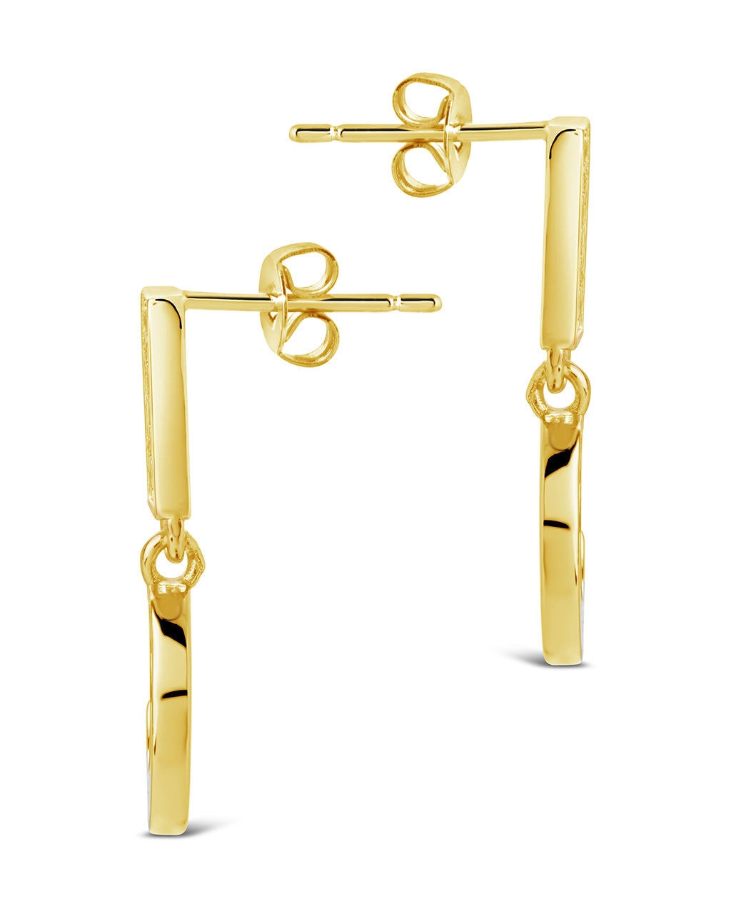 Valeria CZ & Moonstone Crescent Drop Stud Earrings