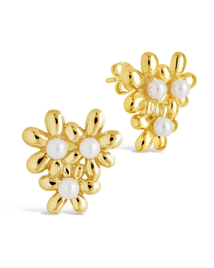 Vallie Pearl Flower Stud Earrings