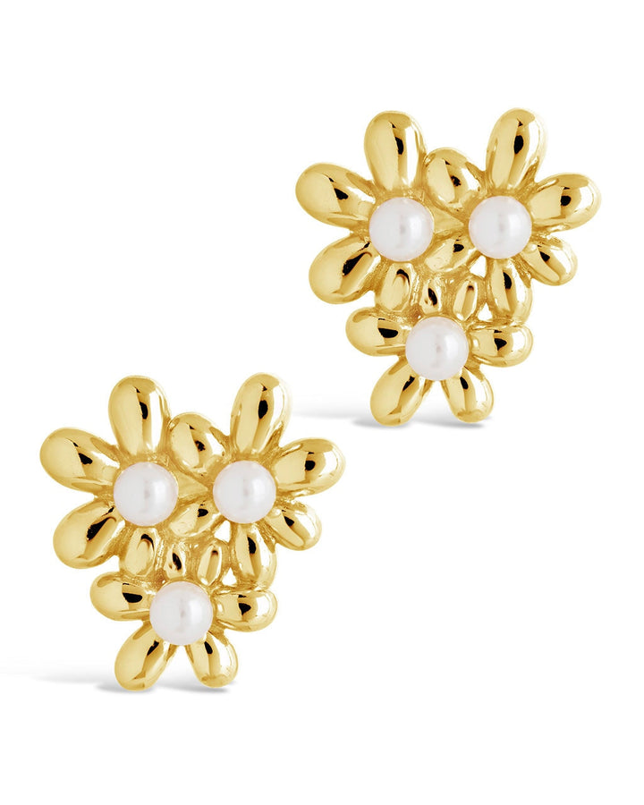 Vallie Pearl Flower Stud Earrings
