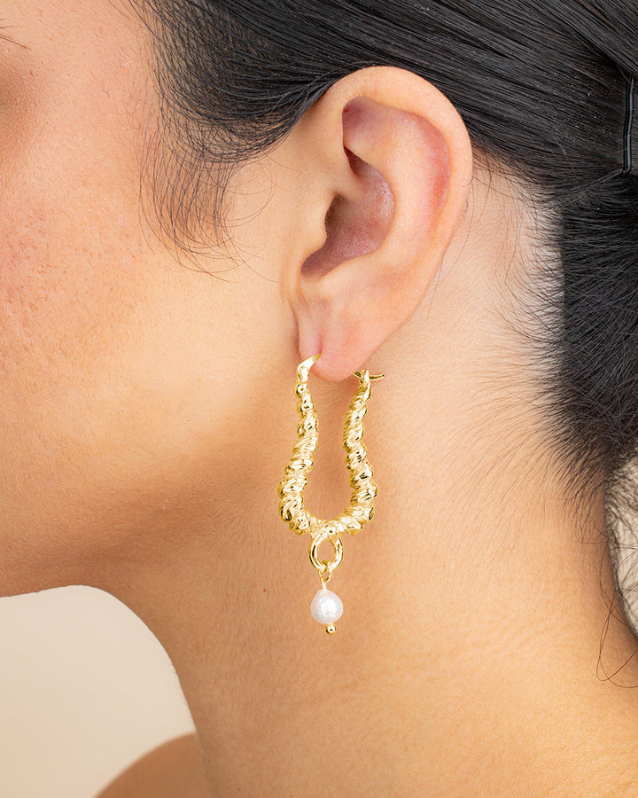 Sylvie Pearl Textured Statement Hoops