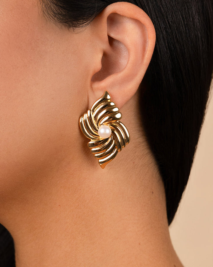 Fantaise Pearl Statement Stud Earrings