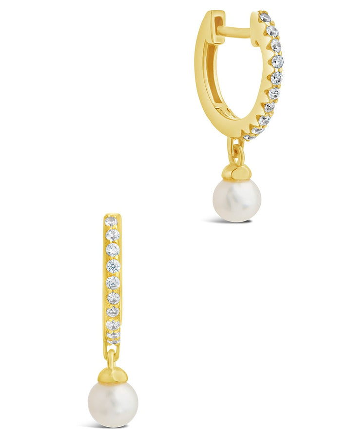 Sterling Silver Maggie CZ & Pearl Hoop Earrings